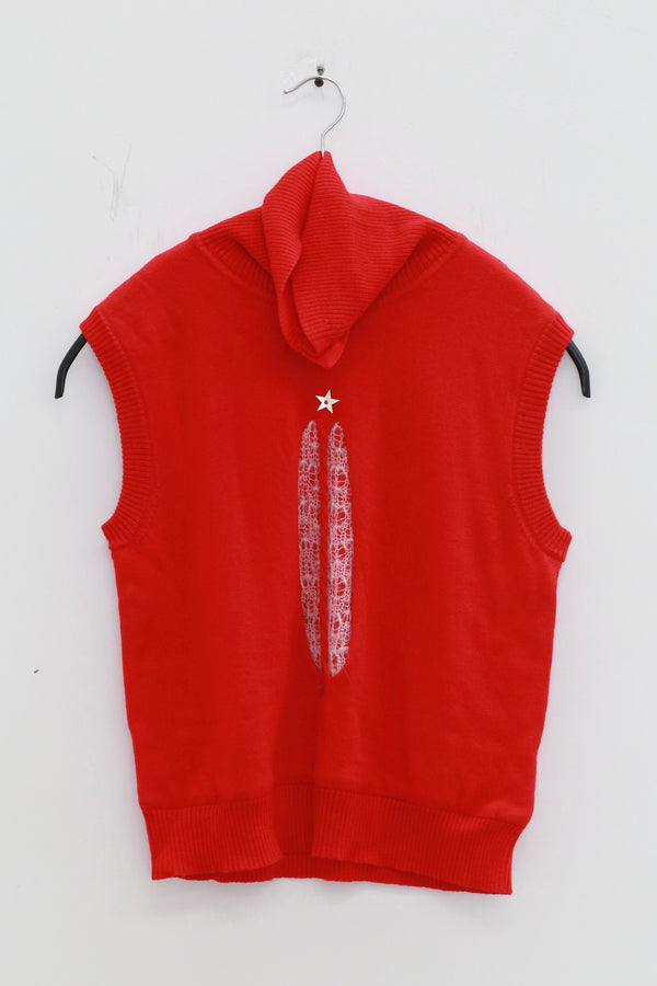 NAN KNITS 25 Autumn and Winter Hollow Cable Star Vest NAN-N25AWVE04RED-HONG Red